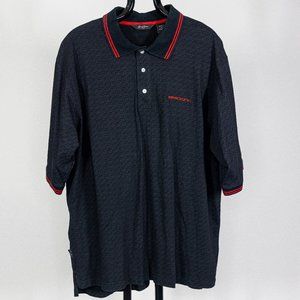 Sean John Short Sleeve Polo Shirt Men's XXL Patterned Black with Red accents